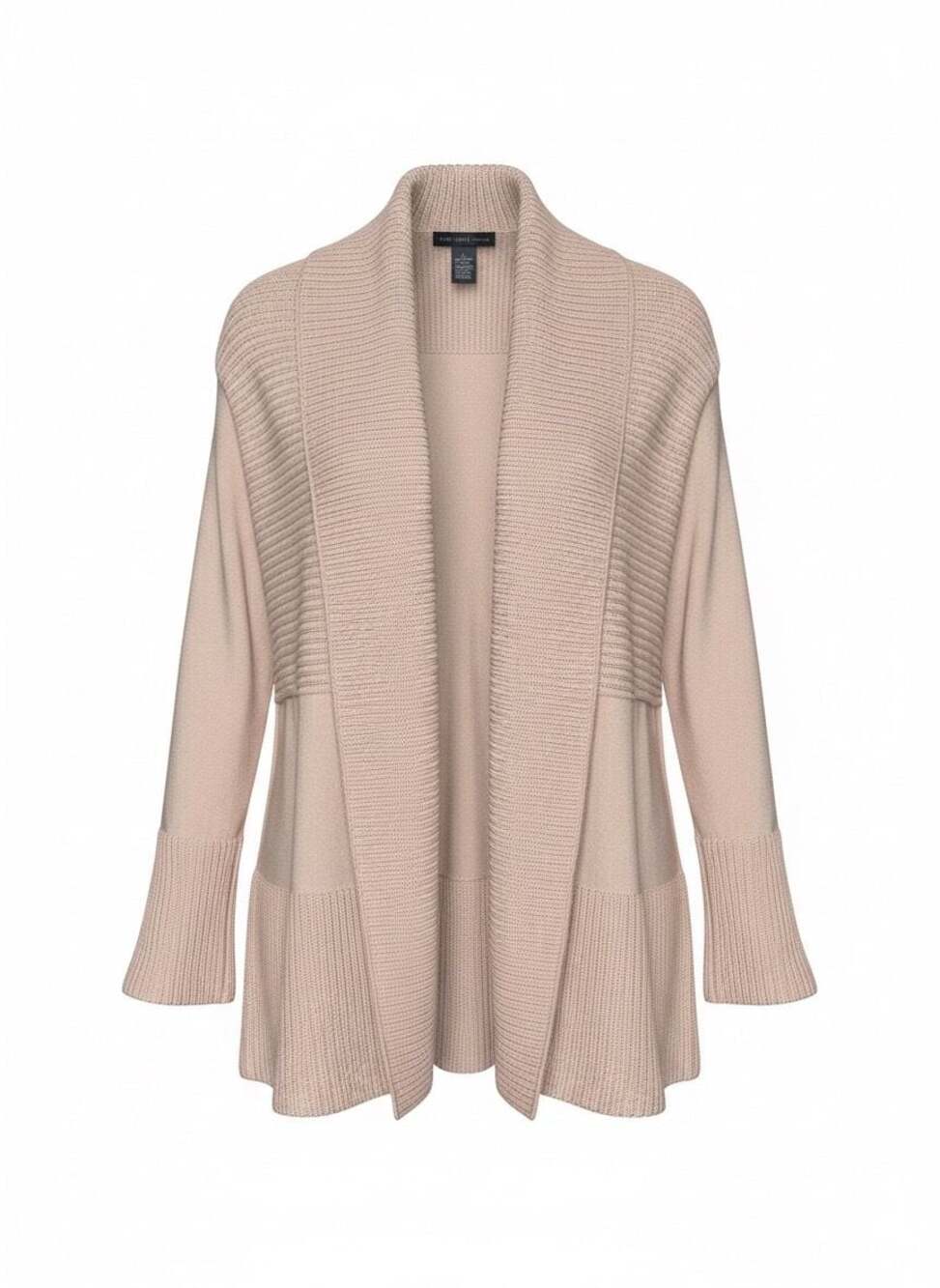 Joan Vass New York Ribbed Open Front Shawl Collar Cardigan
A93